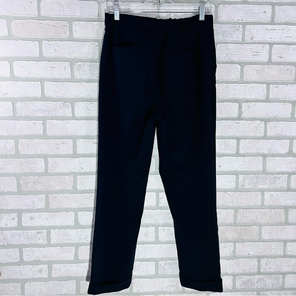 Maeve by Anthropologie Pintuck Tapered Leg Cuffed Black Trousers Size 8 - Picture 5 of 11